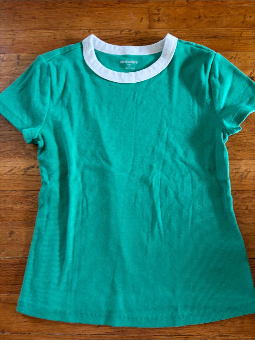 Green Ribbed Crewneck Tee
